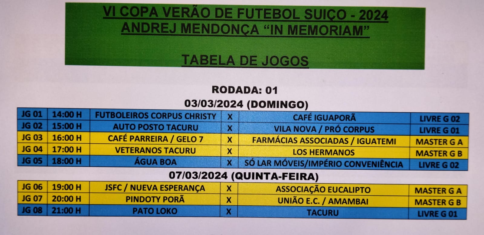 Copa Verão de Futebol Suíço começa no domingo (03) em Sete Quedas