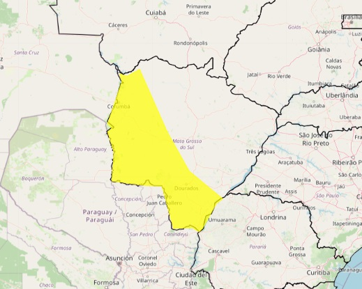 Inmet divulga alerta de tempestade para a região sul do MS