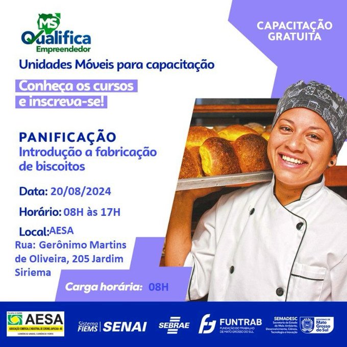 AESA e Sebrae promovem série de cursos de panificação em agosto