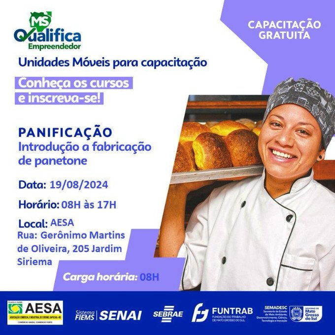 AESA e Sebrae promovem série de cursos de panificação em agosto