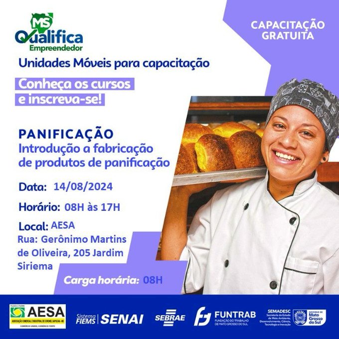 AESA e Sebrae promovem série de cursos de panificação em agosto