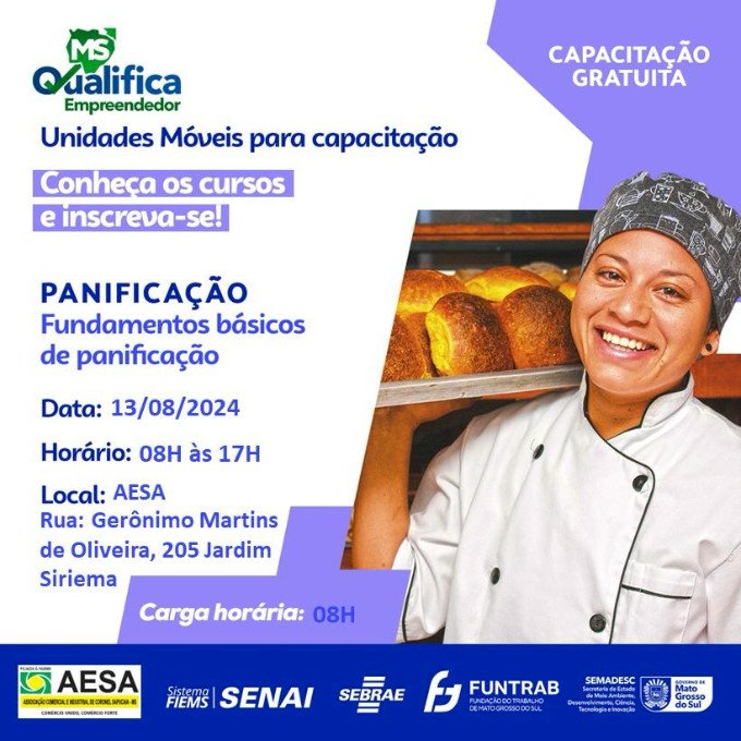 AESA e Sebrae promovem série de cursos de panificação em agosto