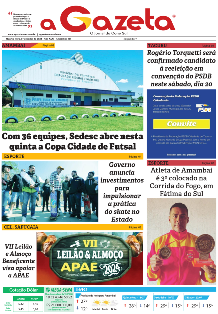 Jornal A Gazeta – Edição de 17 de julho de 2024