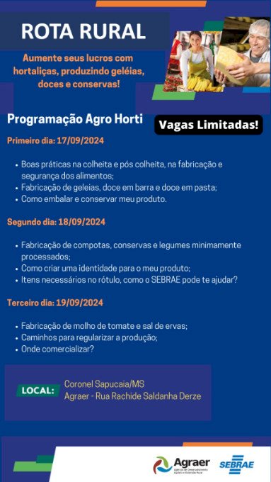 Capacitação gratuita para produtores de hortifruti e queijaria segue até quinta-feira (19) em Cel. Sapucaia