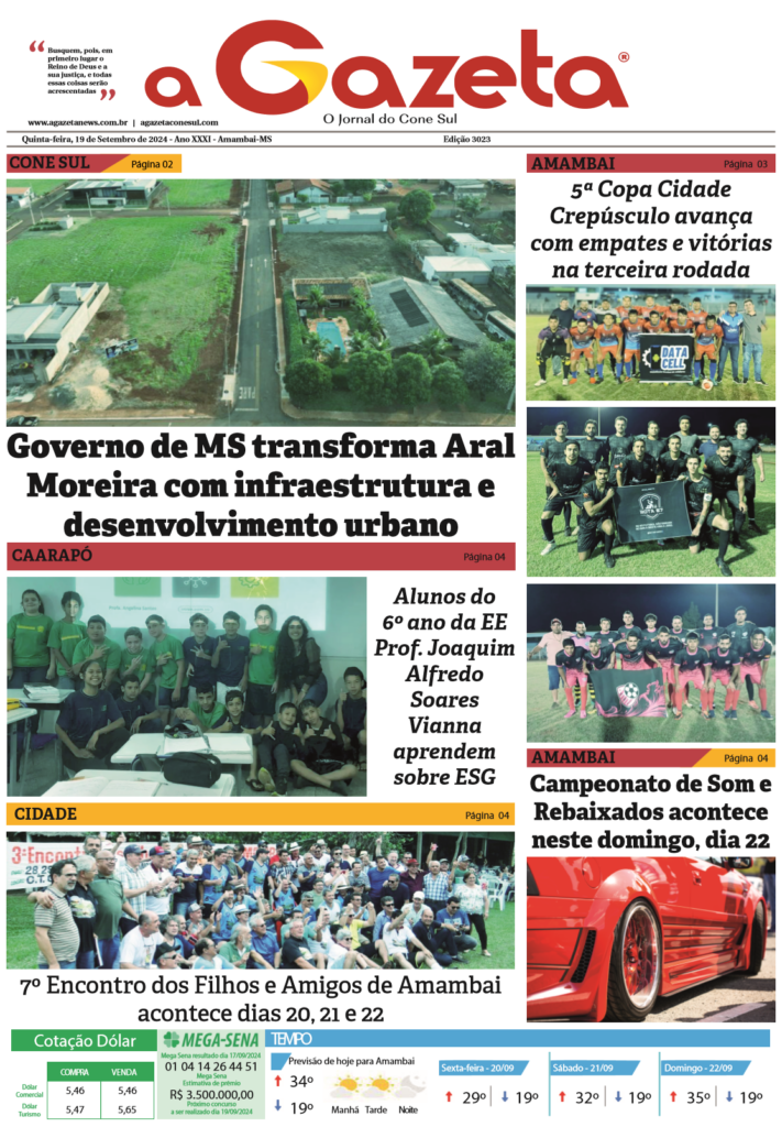 Jornal A Gazeta – Edição de 19 de setembro de 2024