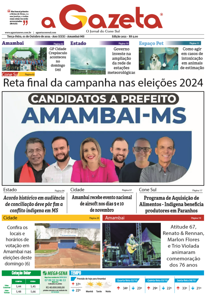 Jornal A Gazeta – Edição de 01 de outubro de 2024