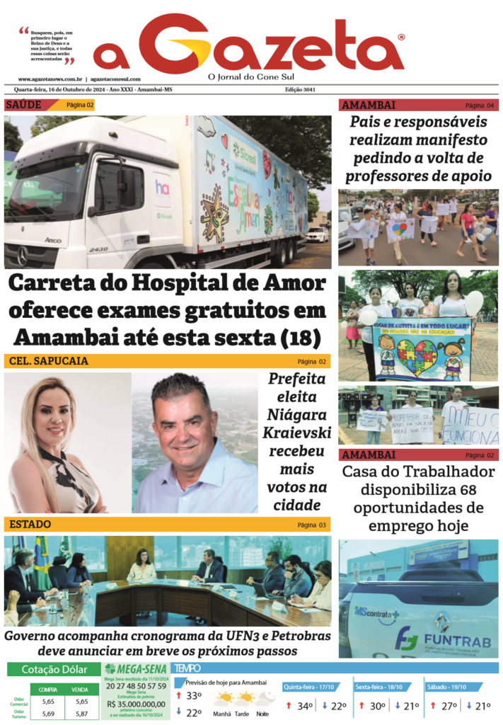 Jornal A Gazeta – Edição de 16 de outubro de 2024