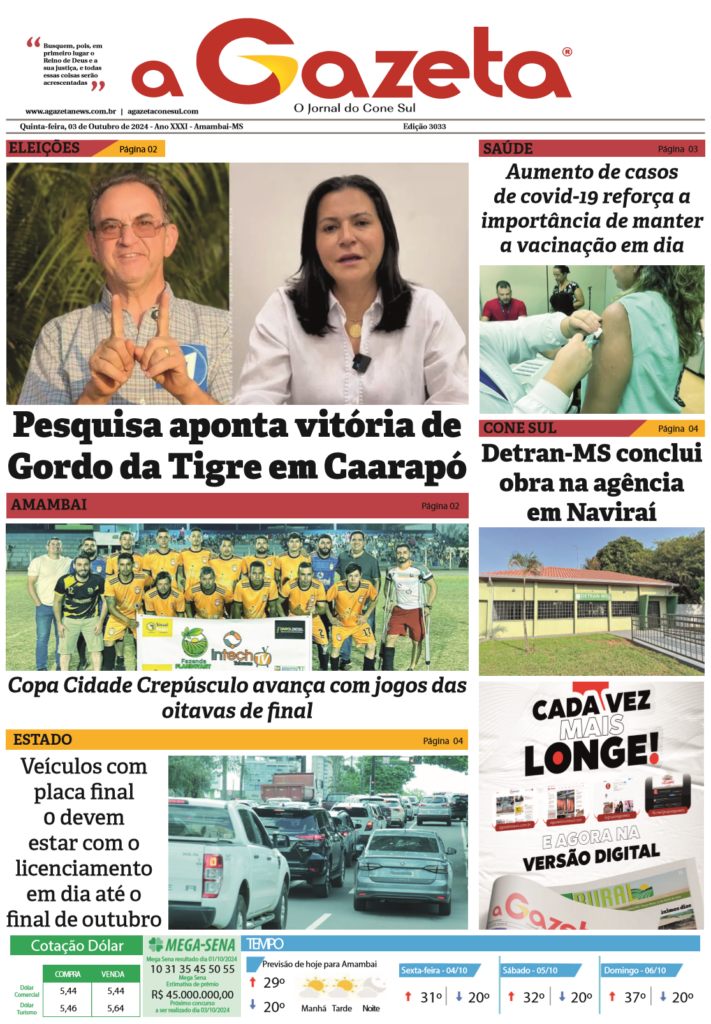 Jornal A Gazeta – Edição de 03 de outubro de 2024