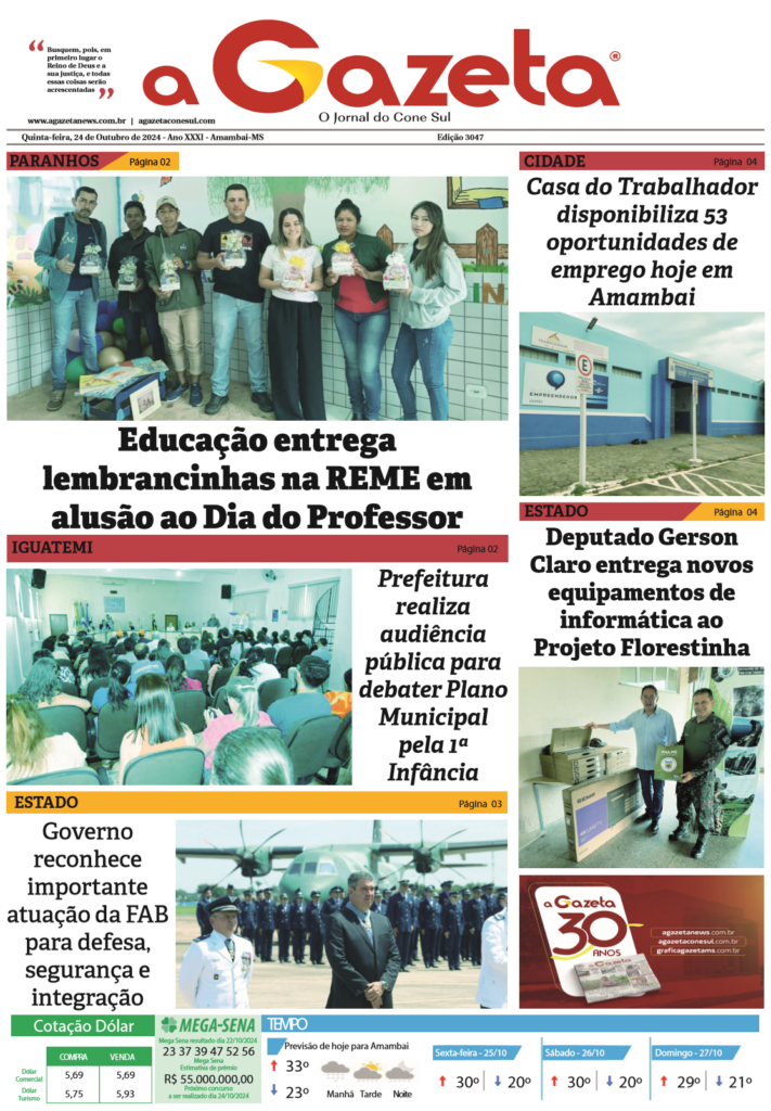 Jornal A Gazeta – Edição de 24 de outubro de 2024