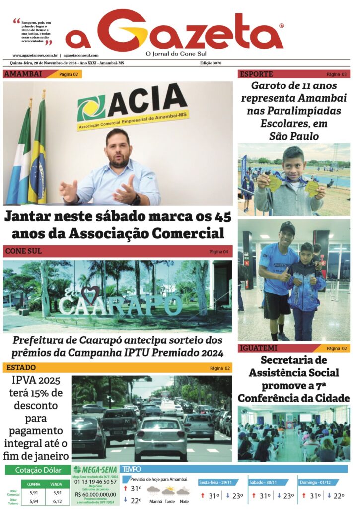 Jornal A Gazeta – Edição de 28 de novembro de 2024